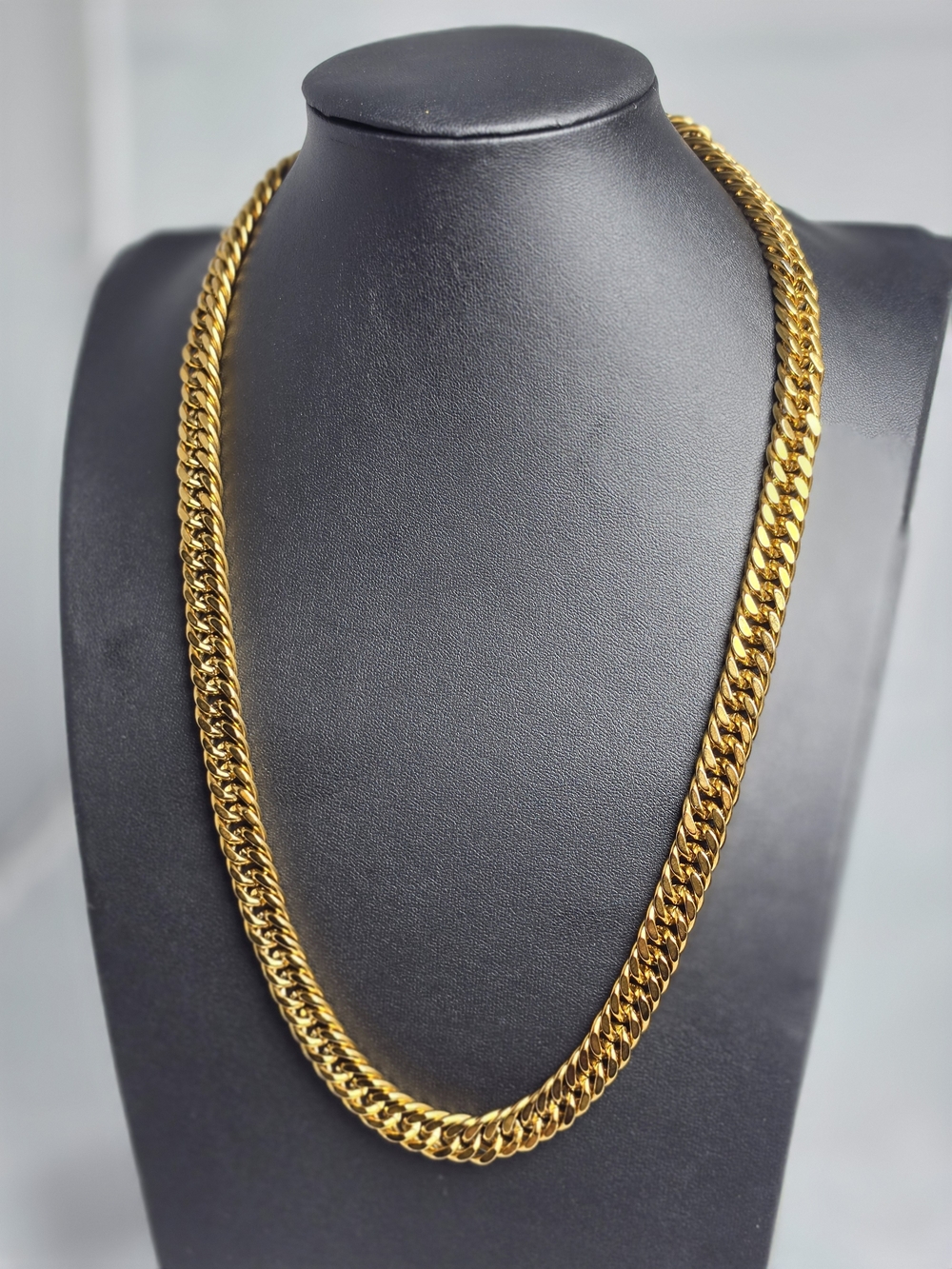 Gold Tone Stainless Steel Double Cuban Link Chain Necklace 22 Inch